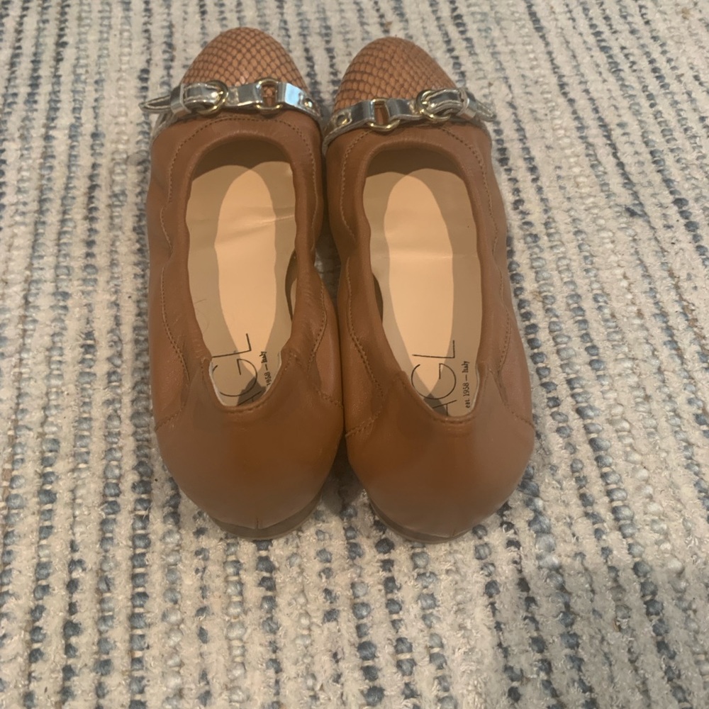 AGL Brown Leather Flats with Silver Accents - Picture 5 of 7
